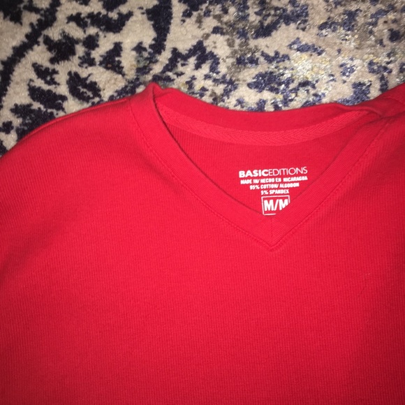 Basic Ribbed Red T-Shirt - Picture 1 of 2